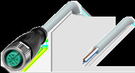 Sensor actuator cable, M12 cable socket, straight, A to open end, 4 pole, 20 m, PVC, gray, 4 A, 036356