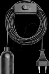 9802S Lamp socket, E27, with switch, 3.5-m cable and plug, black