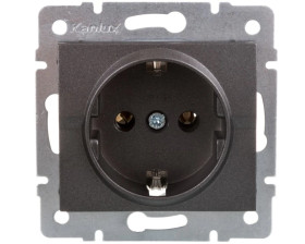 LOGI Gniazdo pojedyncze 2P+Z Schuko śrubowe16A 250V Grafit 25263