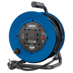 Draper 02122 230V Heavy Duty Industrial Four Socket Cable Reel (25m)
