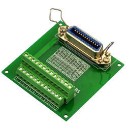 CZH-LABS 24-Pin 0.085&quot; Centronics Vertical Female Ribbon Connector Screw Terminal Block Breakout Board.