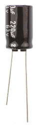 Kondensator 220μF 63V dc Radialny, Otwór przelotowy Panasonic roztaw: 5mm 10 (Dia.) x 16mm