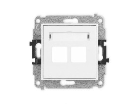 MINI Mechanizm gniazda multimedialnego podwójnego bez modułu (standard Keystone) biały mat 25MGM-2P KARLIK