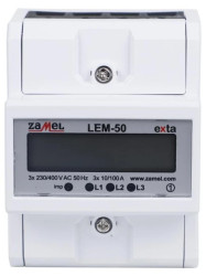 Licznik energii elektrycznej czynnej 3-fazowy cyfrowy 100A LEM-50 EXT10000322