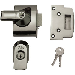 Yale Locks BS2 Nightlatch British Standard Lock 40mm Backset Chrome Finish Visi