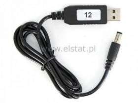 Zasilacz 12V z wtyku USB - 5V na 12V; DC 5.5/2.5mm