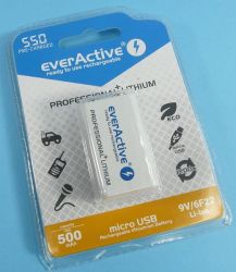 9V 550mAh LI-ION 6F22 everAct.micro USB