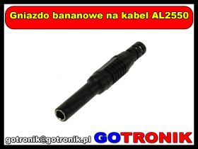 Gniazdo bananowe na kabel AL2550 czarne