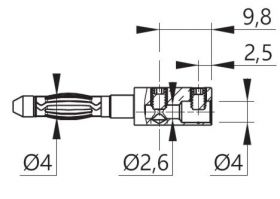 1065 wtyk bananowy, metalowy 4mm (metalowa część z wtyku 1065-#), przyłącze przykręcane (imbus) ELECTRO-PJP, WYPRZEDAŻ