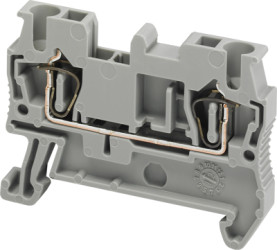 Terminal block, 2 pole, 0.2-2.5 mm², clamping points: 2, gray, spring balancer connection, 24 A, NSYTRR22
