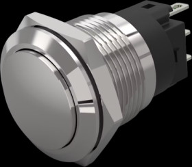 Vandal-proof pushbutton switch, silver, unlit , mounting Ø 19 mm, IP65/IP67, 82-5161.2000