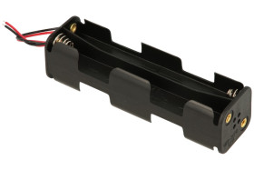 Koszyk baterii; UM-3x8; 8xR6(AA); z przewodem 150mm; pojemnik; czarny; R6 AA