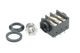 Gniazdo żeńskie jack 1/4 (6,35 mm), stereo (TRS), 3 styki, 3 przełączniki, do montażu na PCB, ST-P 1JP-021