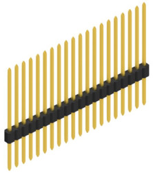 Pin header, 20 pole, pitch 1.27 mm, straight, black, 10060370
