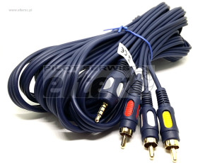 Kabel Jack AUX 3,5mm(4)-3xRCA cinch 3,0m łezka