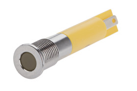 Lampka kontrolna do montażu panelowego 24V dc, Żółta 8mm LED Chrom Końcówka lutownicza RS PRO
