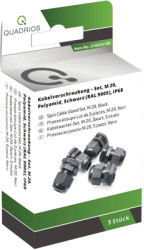 Cable gland kit, 5 pieces, M20, Clamping range 6 to 12 mm, IP68, black, 2102CA128