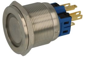 Przełącznik; przyciskowy; GQ25PF-11ZE/G/6V/S; ON-OFF+OFF-ON; 2 tory; podświetlenie LED 6V; zielony; ring; bistabilny; na panel;