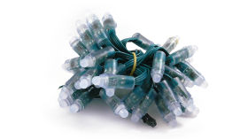 Łańcuch LED RGB WS2811, 12V, zielony przewód, 50 diod, IP68 wodoodporny