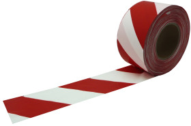 Taśma drogowa szerokość 75mm Czerwony/biały Taśma ostrzegawcza RS PRO Polietylen o wysokiej gęstości grubość 0.025mm