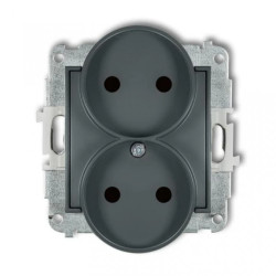 MINI Gniazdo podwójne b/u z przesłonami grafitowy mat 28MGPR-2p