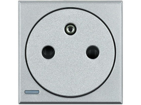 AXOLUTE Gniazdo pojedyncze z uziemieniem 2P+Z 16A PŁASKIE aluminium (AUTOZACISKI) HC4142AF LEGRAND
