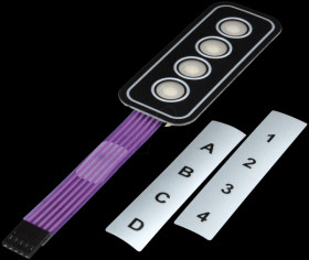 AC3533 Membrane keyboard, 1 x 4, 30 V, 2 x inserts