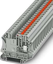 Knife disconnect terminal, screw connection, 0.2-10 mm², 2 pole, 20 A, 6 kV, gray, 3046153