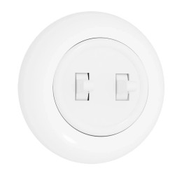 Włącznik światła podwójny z ramką, montaż podtynkowy, kolor biały Retro Vintage Loft