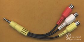 KABEL JACK WTYK 3,5mm (4-POLOWY) - 3X RCA GNIAZDO 15CM (ŻÓŁTY - BIAŁY - CZERWONY) (KABJ354P-3R-015)