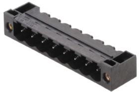 Pin header, 8 pole, pitch 5.08 mm, angled, black, 1837690000