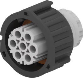 Socket, unequipped, 7 pole, straight, 2 rows, gray, 2-967650-1