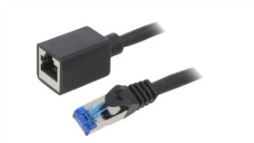 Cqx033s Przedłużacz Rj45 S/Ftp 6A Cu Lszh Czarny 1M 26Awg