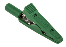 Zacisk krokodylkowy 8A izolowany 4mm Zielony Hirschmann Test & Measurement