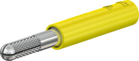 Screw-clamping adapter, 4 mm plug, spreadable to 4 mm socket, yellow, CAT II, 24.0163-24