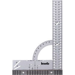 kwb 067430 Carpenter&#x27;s square 300mm with 30&#xB0; 45&#xB0; 60&#xB0; marks removable rail