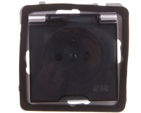 AS Gniazdo bryzgoszczelne z/u IP44 z przesłonami klapka przezroczysta srebro GPH-1GZP/m/18/d