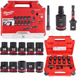 Zestaw nasadek udarowych 1/2'' 10-24mm z akcesoriami w walizce 13szt. Shockwave Impact Duty MILWAUKEE