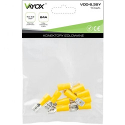 Wsuwki konektorowe izolowane 5 szt. + nasuwki konektorowe izolowane 5 szt. żółte VDD-6.35Y Vayox