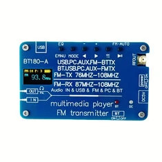 Nadajniki i odbiorniki Bluetooth BT180 5.3,radio FM,dekoder audio USB,karta dźwiękowa PC,tryby EQ,wejście AUX,bateria 2800mAh,dł