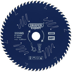 Draper Expert 35585 TCT C/Saw Blade-Wood-PTFE Coating 255x30mm 60T