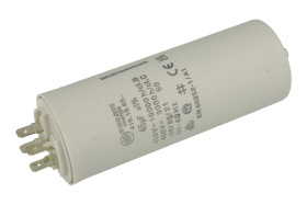 Kondensator; silnikowy (rozruchowy); polipropylenowy; 416106364; 45uF; 425V AC; fi 45x119mm; konektory 6,3mm; śruba bez nakrętki