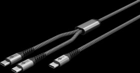 75739 Ladekabel, USB-C -&gt; 2x C, Textil, 60 W, 1,5 m