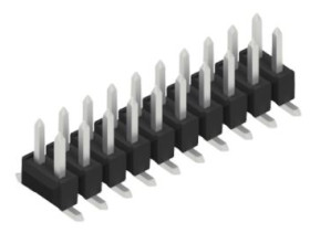 Pin header, 20 pole, pitch 2.54 mm, angled, black, 10049116