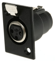 Złącze XLR 3 -pinowe Montaż na panelu Żeński Czarny