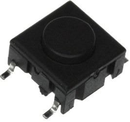 Short-stroke pushbutton, 1 Form A (N/O), 50 mA/24 VDC, unlit , actuator (black), 6.5 N, THT, 5GTH965
