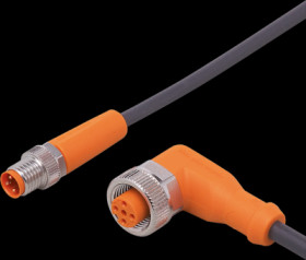 Sensor actuator cable, M8 cable plug, straight, A to M12 cable socket, angled, A, 4 pole/5 pole, 1 m, PUR, black, 3 A, EVC287