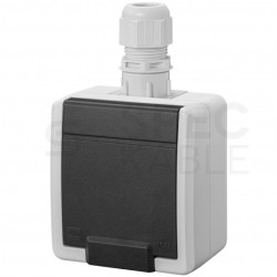 Gniazdo zasilające pojedyncze natynkowe hermetyczne IP65 szare z klapką [2P+Z] 16A Aquant 2K