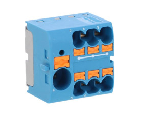 Blok rozdzielczy PTFIX 10/6X4 BU, niebieskie złącze przemysłowe - 6 punktów przyłączeniowych o przekroju 4mm2