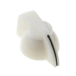 Gałka ze wskaźnikiem, oś 6mm, 32x20x14mm, biała